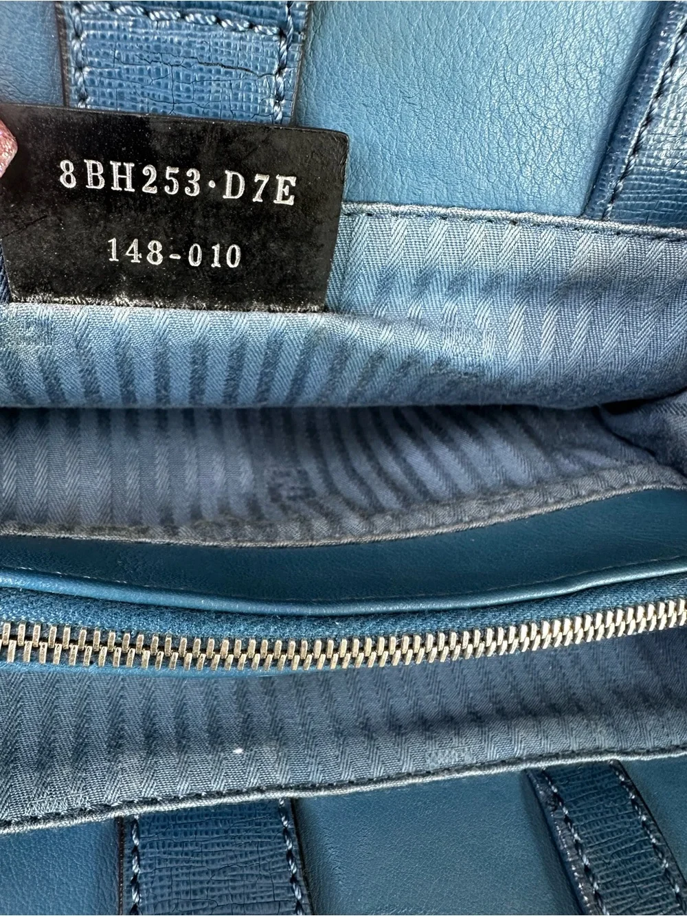 Fendi Teal-Blue Leather Satchel with Top Handles